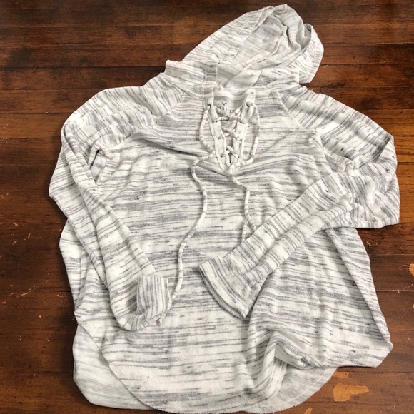 American Eagle Outfitters Tops - Lace up American Eagle Thin Hoodie